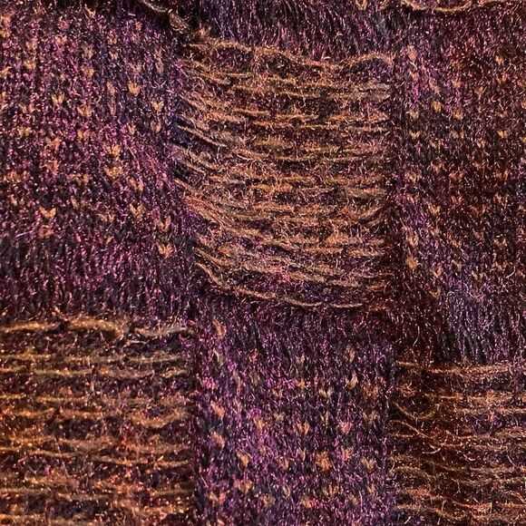 Lucky Brand Checker Knit Oversized Sweater Purple and Orange size Small - Picture 6 of 6